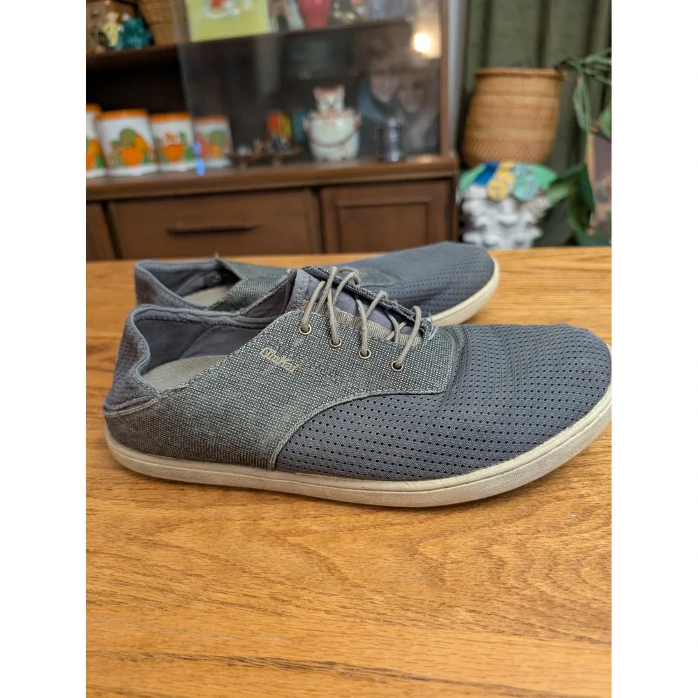 Olukai Nohea Mesh Grey Slip On Sneakers Mens 9.5‎ Drop In Heel Casual Shoes
